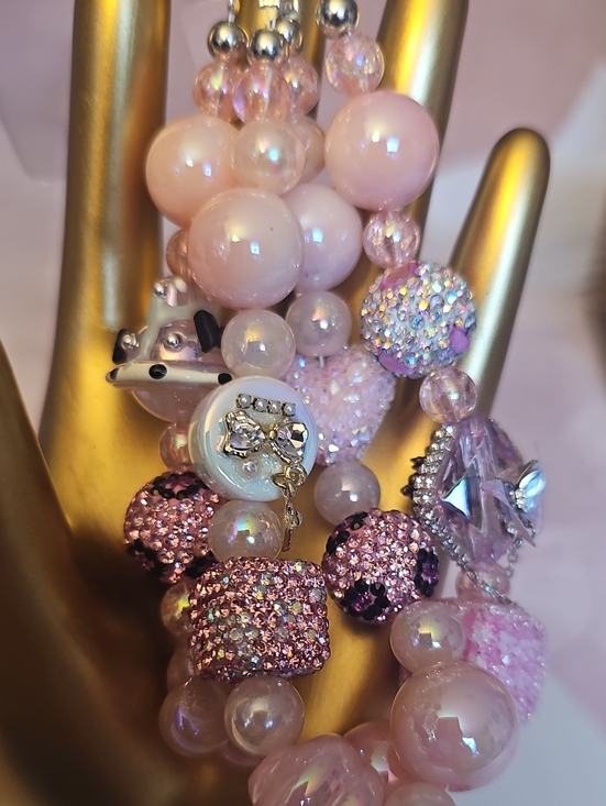 no brand Accessories - CHARMS: Pink Crystal Beaded Statement Phone Charm